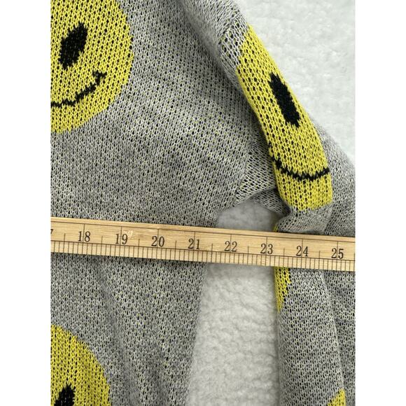 Just Polly Pullover Smiley Sweater, Gray and Yellow, Girls M Pre-owned - Picture 5 of 5
